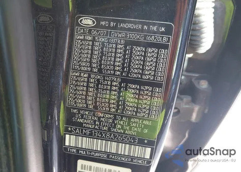 2008 Land Rover Range Rover Supercharged z USA, uszkodzony, nr VIN SALMF134X8A265043